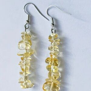Clear and Yellow Natural Stone Drop Earrings - Women Jewelry